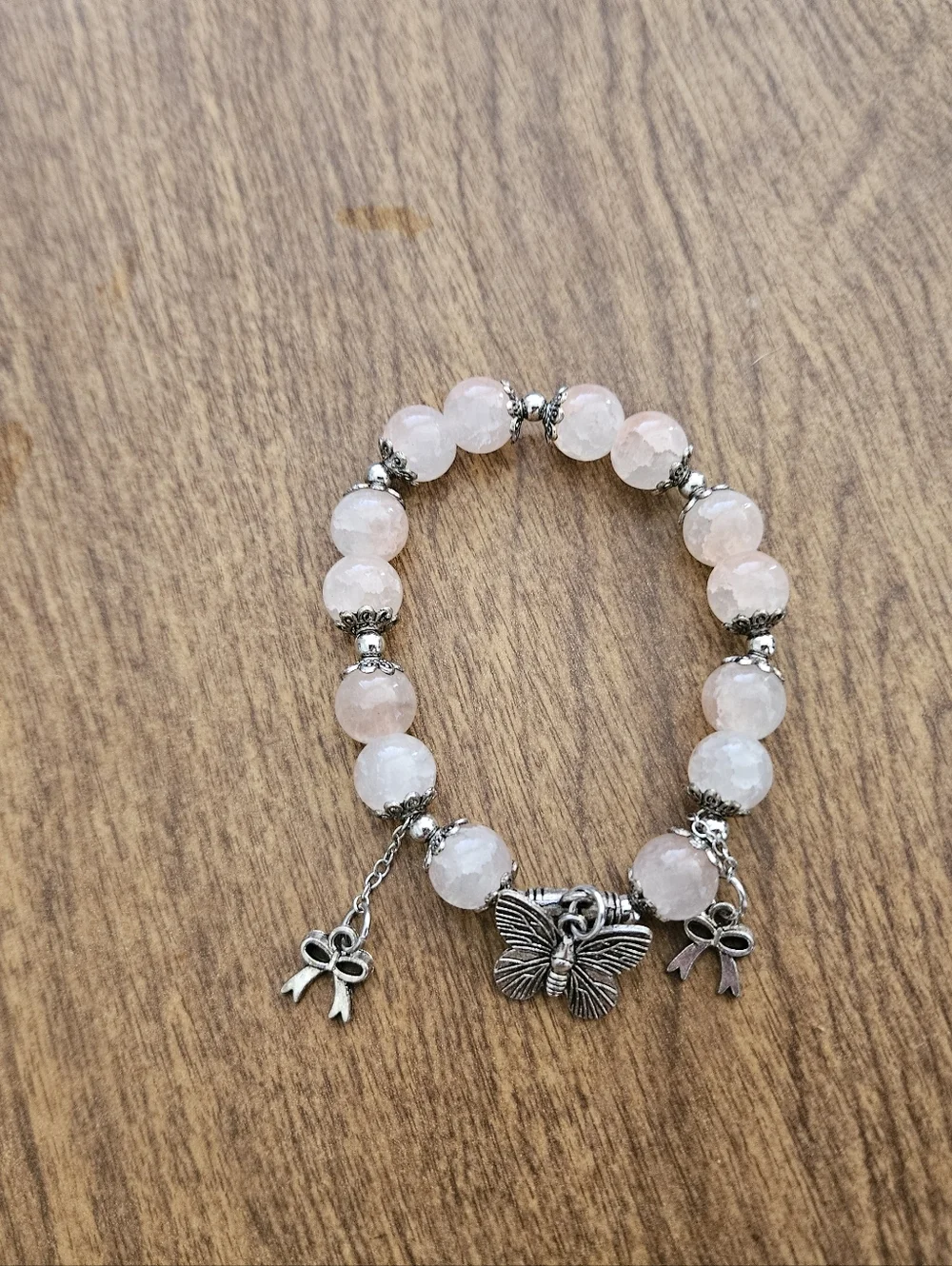 Butterfly Pink Beaded Bracelet